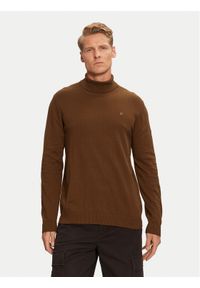 Wrangler Golf 112357293 Brązowy Regular Fit. Typ kołnierza: golf. Kolor: brązowy. Materiał: bawełna, syntetyk #1