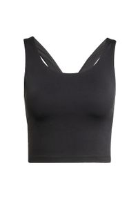 Adidas - Top z wbudowanym biustonoszem o średnim wsparciu adidas All Me. Kolor: czarny. Materiał: materiał. Sport: joga i pilates