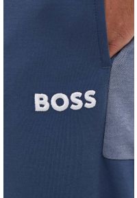 BOSS spodnie dresowe kolor niebieski z aplikacją. Kolor: niebieski. Materiał: dresówka. Wzór: aplikacja #2