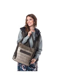 Szara Elegancka Torebka z Funkcją Plecaka Anekke Seria Real. Kolor: szary. Materiał: materiał. Wzór: haft, aplikacja. Styl: elegancki #10