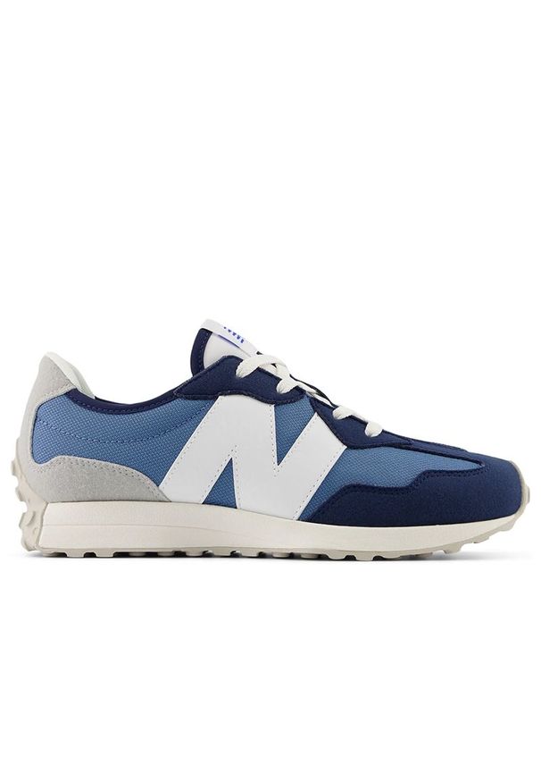 Buty New Balance GS327CJ - niebieskie. Okazja: na co dzień. Kolor: niebieski. Materiał: guma, materiał, syntetyk. Szerokość cholewki: normalna. Sezon: lato