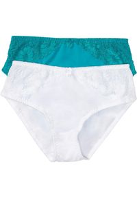 bonprix - Figi maxi z koronką (2 pary). Kolor: biały. Materiał: koronka. Wzór: kwiaty, koronka #1