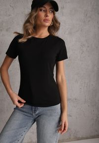 Renee - Czarny T-shirt z Bawełny z Okrągłym Dekoltem Nedima. Okazja: na co dzień. Kolor: czarny. Materiał: bawełna. Styl: klasyczny, casual #5