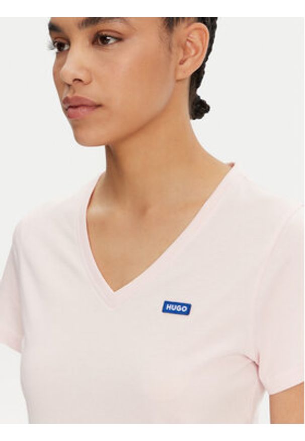 Hugo - HUGO T-Shirt Classic 50513667 Różowy Slim Fit. Kolor: różowy. Materiał: bawełna