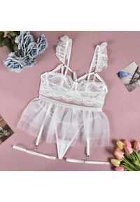 Intica - Komplet bielizny tiulowej z koronką na wyjątkowe okazje Alise. Kolor: biały. Materiał: tiul, koronka. Wzór: koronka