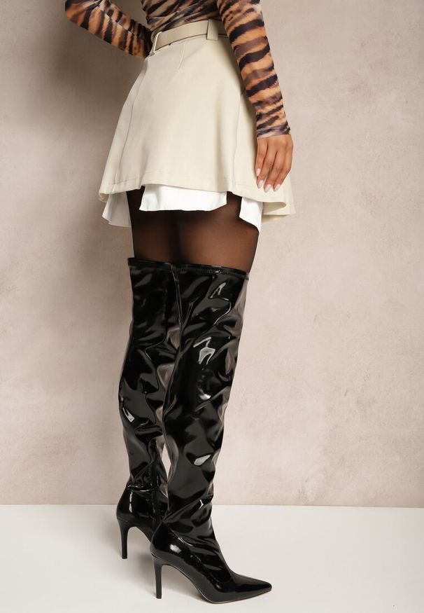 Renee - Beżowa Spódnica Plisowana High Waist o Rozkloszowanym Kroju z Paskiem Vimarae. Okazja: na co dzień, do pracy. Stan: podwyższony. Kolor: beżowy. Styl: casual