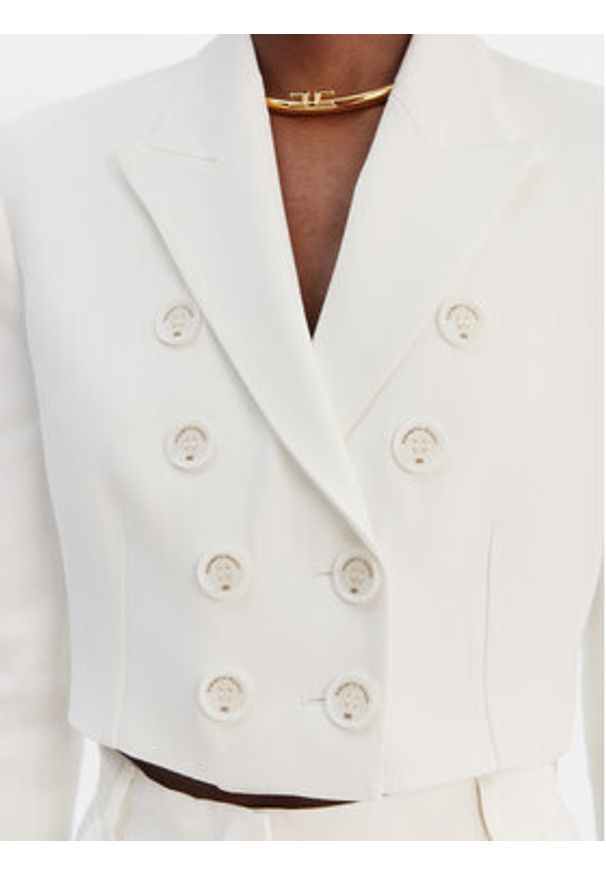 Elisabetta Franchi Marynarka G-I223-61E2-V690 Écru Regular Fit. Materiał: wiskoza