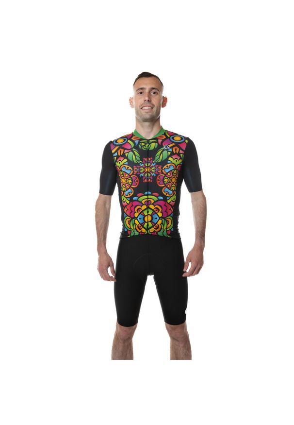 C-LAB - Koszulka rowerowa męska Ottima Polynesia. Kolor: czerwony, czarny, wielokolorowy, zielony. Długość rękawa: krótki rękaw. Długość: krótkie. Sport: kolarstwo