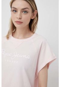 Pepe Jeans t-shirt bawełniany GALA kolor różowy. Kolor: różowy. Materiał: bawełna. Długość rękawa: krótki rękaw. Długość: krótkie. Wzór: nadruk #5