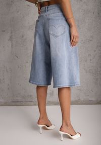 Renee - Niebieskie Szorty Jeansowe Bawełnine w Typie Jorts o Szerokim Kroju Savatai. Okazja: na co dzień. Kolor: niebieski. Materiał: jeans. Sezon: lato. Styl: casual, elegancki #8