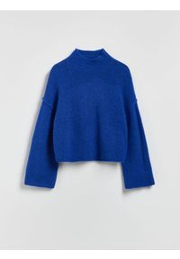 Reserved - Sweter z golfem - niebieski. Typ kołnierza: golf. Kolor: niebieski. Materiał: dzianina, wełna