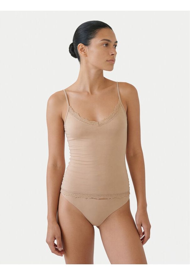 YSABEL MORA - Ysabel Mora Podkoszulek 19459 Beżowy jasny Slim Fit. Kolor: beżowy. Materiał: wiskoza