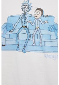 Wrangler Bluza bawełniana x Rick and Morty męska kolor biały z nadrukiem. Kolor: biały. Materiał: bawełna. Wzór: nadruk #2