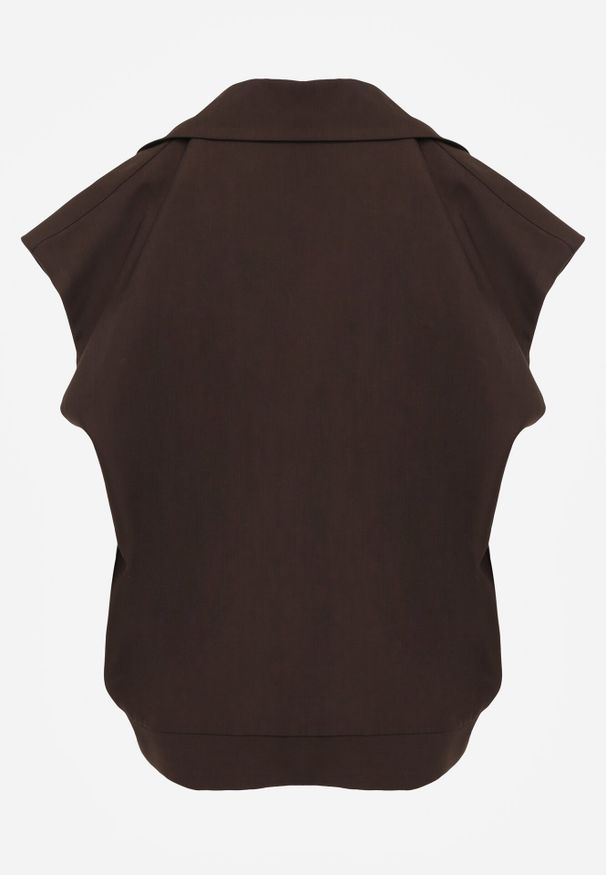 Born2be - Brązowa Garniturowa Kamizelka Oversize z Dwurzędowym Zapięciem Edriana. Okazja: na co dzień, do pracy, na spotkanie biznesowe. Kolor: brązowy. Materiał: jeans, poliester. Styl: klasyczny, casual, biznesowy, elegancki