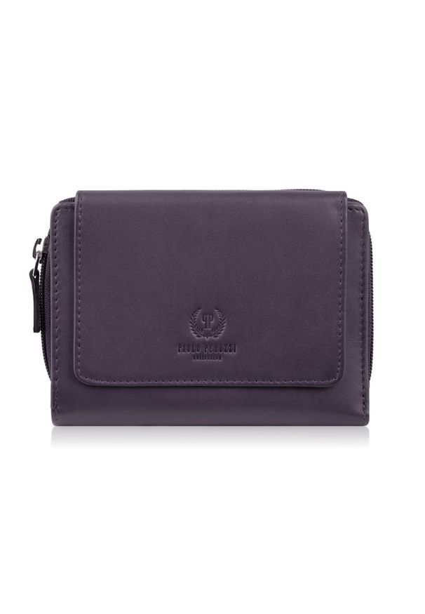 PAOLO PERUZZI - Portfel damski skórzany fioletowy duży w orientacji poziomej z RFID Paolo Peruzzi SL-07-VI. Kolor: fioletowy. Materiał: skóra