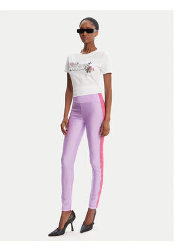 Versace Jeans Couture Legginsy 79HAC114 N0008 Fioletowy Slim Fit. Kolor: fioletowy. Materiał: syntetyk