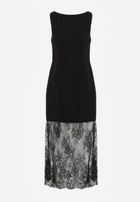 Born2be - Czarna Koktajlowa Sukienka Bez Rękawów z Koronkowym Dołem Moanthia. Okazja: na randkę, na ślub cywilny, na wesele, na imprezę. Kolor: czarny. Materiał: koronka. Długość rękawa: bez rękawów. Styl: wizytowy #7