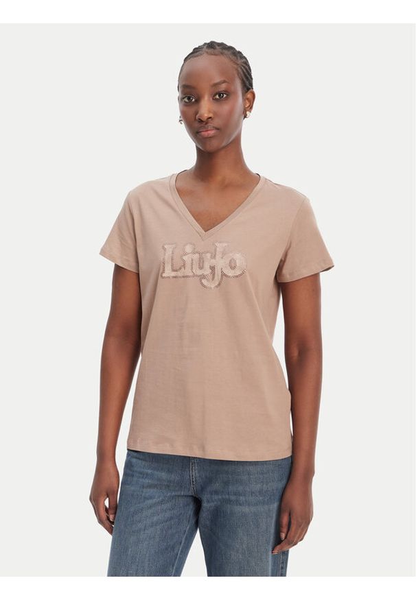 Liu Jo Sport T-Shirt TA6057 JS923 Beżowy Regular Fit. Kolor: beżowy. Materiał: bawełna. Styl: sportowy