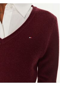 TOMMY HILFIGER - Tommy Hilfiger Sweter WW0WW43505 Bordowy Regular Fit. Kolor: czerwony. Materiał: wełna