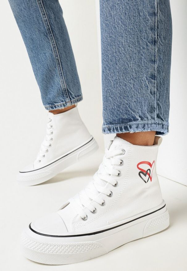 Born2be - Białe Trampki za Kostkę na Grubej Podeszwie Mumeli. Wysokość cholewki: za kostkę. Kolor: biały. Styl: elegancki
