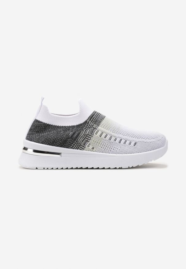 Born2be - Biało-Czarne Wsuwane Buty Sportowe z Elastyczną Cholewką z Efektem Ombre Erimla. Zapięcie: bez zapięcia. Kolor: biały. Szerokość cholewki: normalna