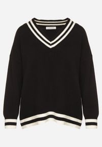 Born2be - Czarny Sweter z Domieszką Kaszmiru w Stylu Preppy Liendria. Okazja: na spotkanie biznesowe, do pracy, na co dzień. Kolor: czarny. Materiał: kaszmir. Wzór: aplikacja. Styl: biznesowy, klasyczny, casual #7