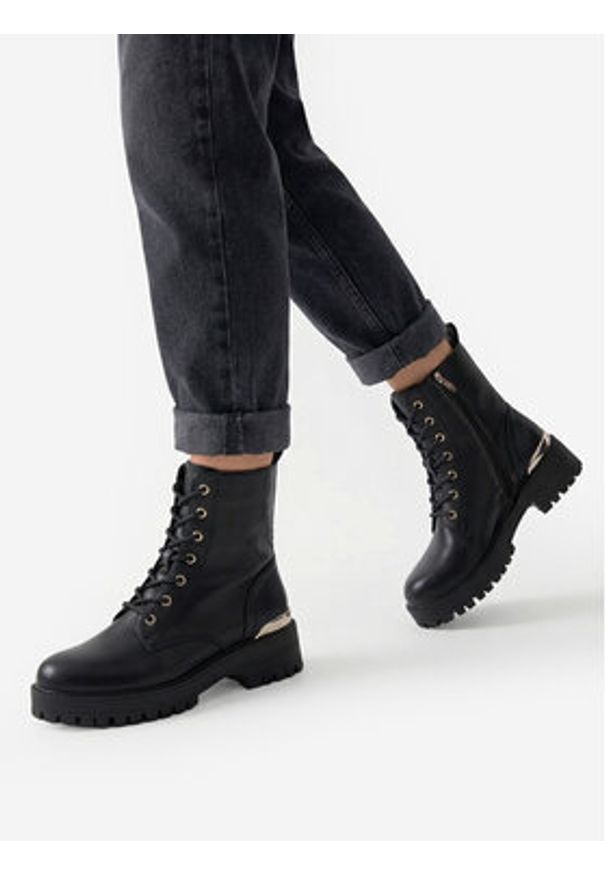 DeeZee Trzewiki CEO-HY13202-7 Czarny. Kolor: czarny. Materiał: skóra, materiał