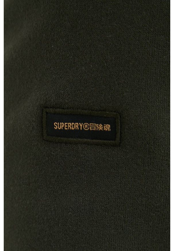Superdry bluza męska kolor zielony z kapturem z aplikacją. Typ kołnierza: kaptur. Kolor: zielony. Materiał: dzianina. Wzór: aplikacja