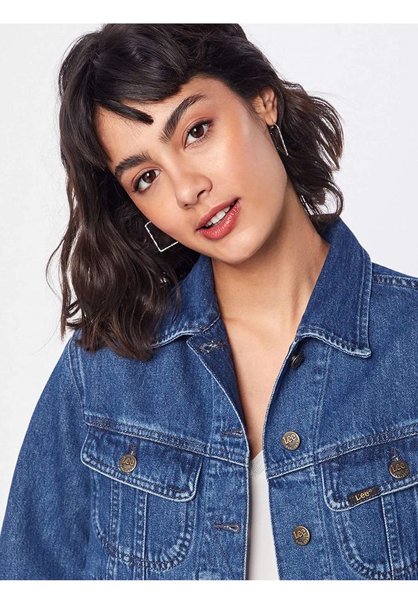 Lee - LEE CROPPED RIDER JACKET DAMSKA KURTKA JEANSOWA TIC L54CGGEZ 112112759. Materiał: jeans