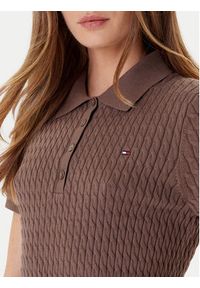 TOMMY HILFIGER - Tommy Hilfiger Sweter Fine WW0WW41474 Brązowy Regular Fit. Kolor: brązowy