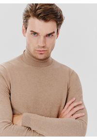 Pako Lorente - PAKO LORENTE – Beżowy gładki golf męski. Typ kołnierza: golf. Kolor: biały, beżowy. Materiał: poliamid, bawełna, elastan. Wzór: gładki. Sezon: zima, jesień #7