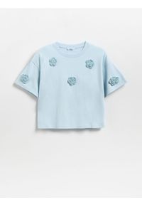 Reserved - T-shirt z aplikacją - jasnoniebieski. Kolor: niebieski. Materiał: bawełna. Wzór: aplikacja #1
