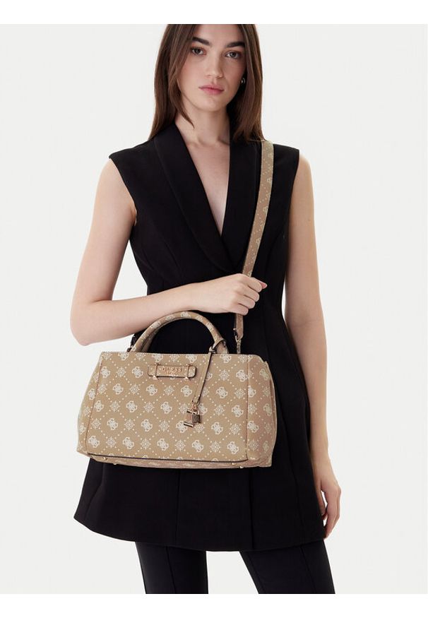 Guess Torebka Carrie Logo HWGP98 98060 Beżowy. Kolor: beżowy. Materiał: skórzane