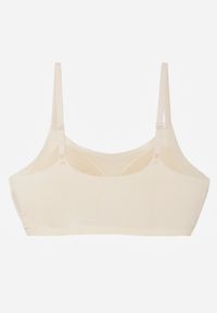 Born2be - Jasnobeżowy Bezszwowy Biustonosz Bez Fiszbin z Usztywnianymi Miseczkami Leavessa. Kolor: beżowy. Materiał: tkanina #2