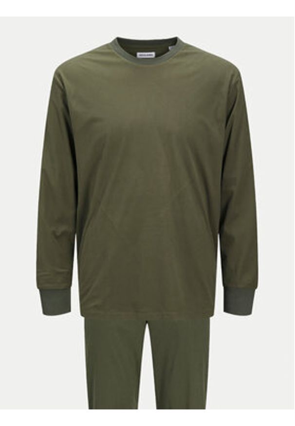 Jack & Jones Piżama Solid 12268536 Zielony Loose Fit. Kolor: zielony. Materiał: syntetyk