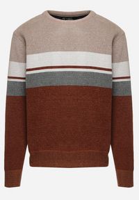 Born2be - Ciemnobeżowy Sweter z Wełną Ozdobiony Paskami Inaelle. Okazja: na co dzień, na spotkanie biznesowe. Kolor: beżowy. Materiał: wełna. Długość rękawa: długi rękaw. Długość: długie. Wzór: aplikacja. Styl: biznesowy, elegancki, casual #7