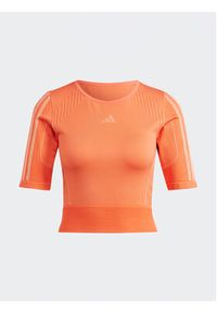 Adidas - adidas Koszulka techniczna Aeroknit HY3842 Pomarańczowy Tight Fit. Kolor: pomarańczowy. Materiał: syntetyk #2