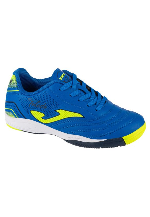 Joma - Buty halowe do piłki nożnej chłopięce, Toledo Jr 24 TOJW. Kolor: niebieski. Materiał: materiał, syntetyk. Szerokość cholewki: normalna. Sport: piłka nożna
