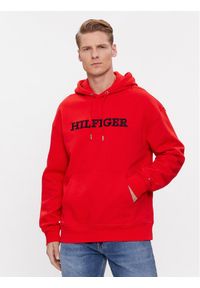 TOMMY HILFIGER - Tommy Hilfiger Bluza Monotype Embro MW0MW33062 Czerwony Regular Fit. Kolor: czerwony. Materiał: bawełna #1