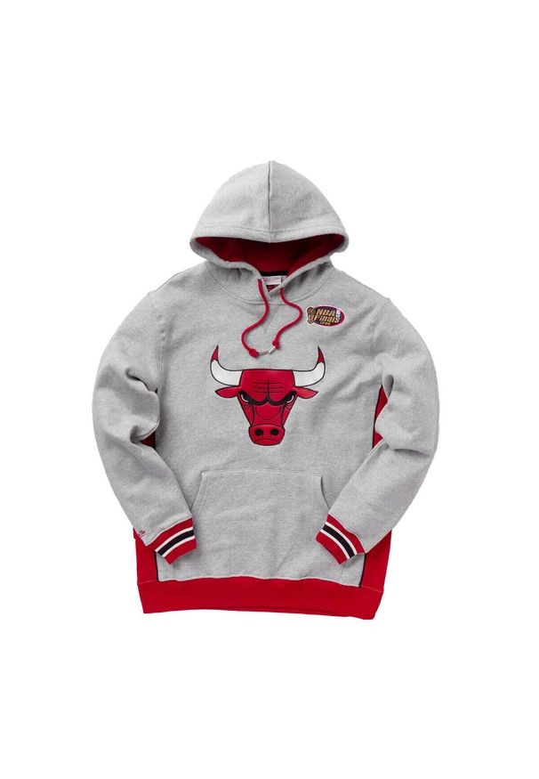 Mitchell & Ness - Bluza z kapturem Chicago Bulls. Typ kołnierza: kaptur. Kolor: szary. Sport: koszykówka