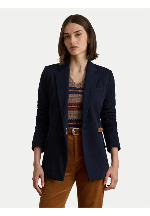 Lauren Ralph Lauren - LAUREN RALPH LAUREN Marynarka 200980021001 Granatowy Straight Fit. Kolor: niebieski. Materiał: bawełna