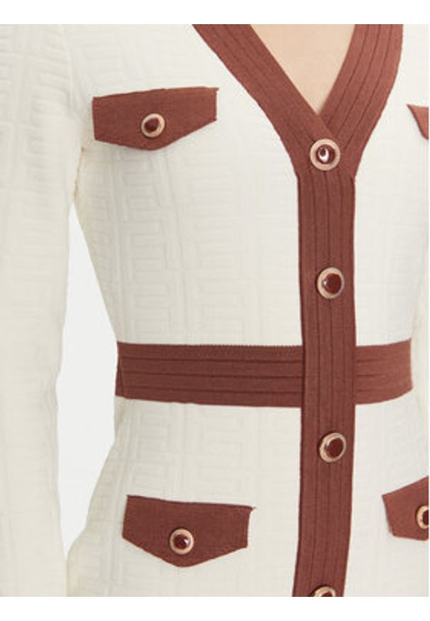 Fracomina Sukienka dzianinowa FS24WD5002K524F8 Biały Slim Fit. Kolor: biały. Materiał: wiskoza