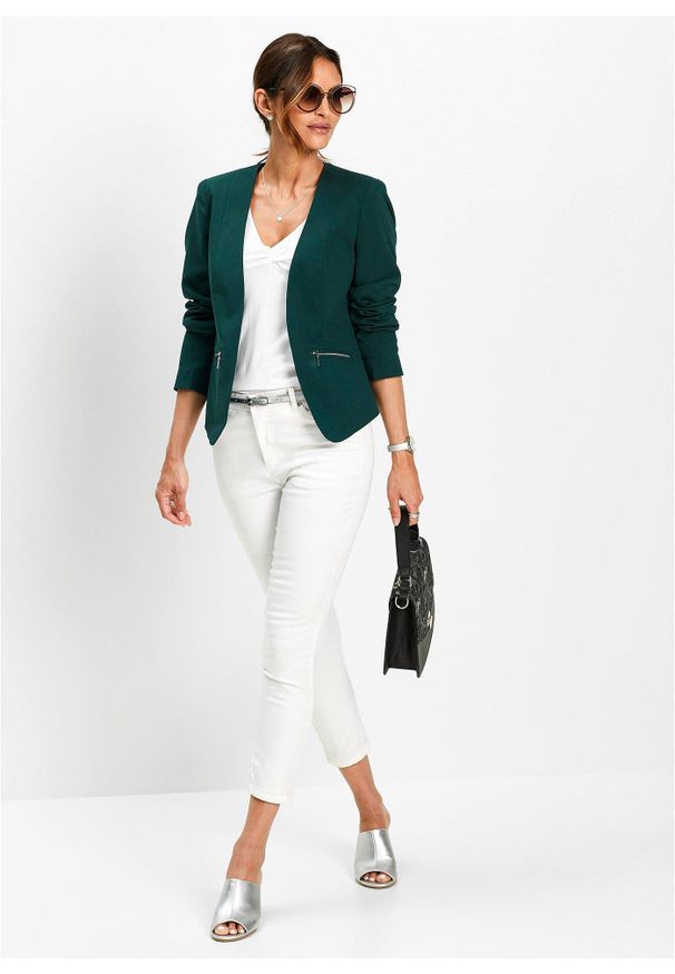 bonprix - Żakiet. Kolor: zielony. Styl: elegancki