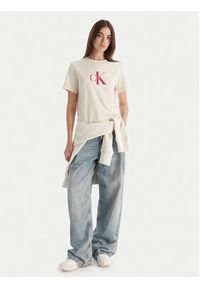 Calvin Klein Jeans T-Shirt Hero LV047B865G Beżowy Regular Fit. Kolor: beżowy. Materiał: bawełna #5