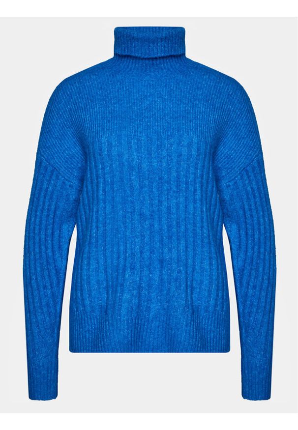 Moss Copenhagen Sweter Mschlamaia 17720 Niebieski Casual Fit. Okazja: na co dzień. Kolor: niebieski. Materiał: wełna. Styl: casual