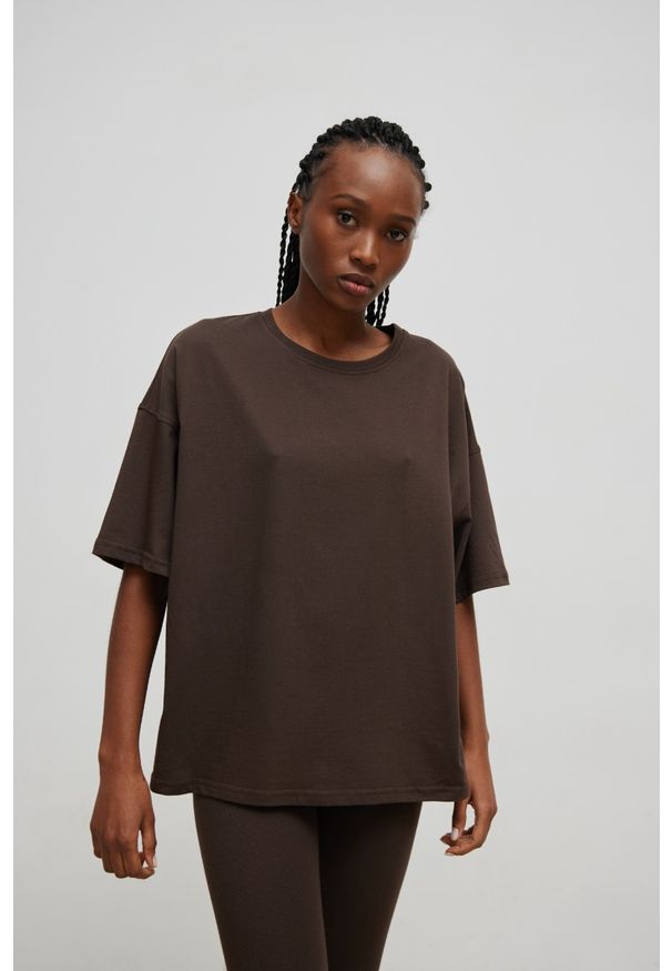 Marsala - Tshirt typu oversize w kolorze MAHOGANY BROWN - ONLY-S. Materiał: bawełna. Styl: klasyczny, elegancki