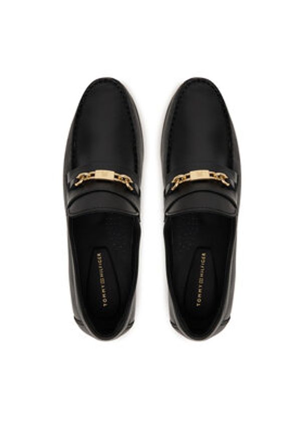 TOMMY HILFIGER - Tommy Hilfiger Lordsy Th Chain Leather Loafer FW0FW08956 Czarny. Kolor: czarny. Materiał: skóra