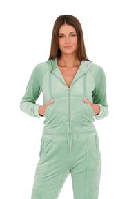 Juicy Couture - JUICY COUTURE Seledynowa damska bluza Madison, Rozmiar XL. Typ kołnierza: kaptur. Kolor: niebieski #4