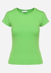 Born2be - Zielony T-shirt z Krótkim Rękawem i Okrągłym Dekoltem Liralei. Kolor: zielony. Materiał: jeans. Długość rękawa: krótki rękaw. Długość: krótkie #4