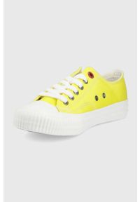Big-Star - Big Star tenisówki damskie kolor żółty. Nosek buta: okrągły. Zapięcie: sznurówki. Kolor: żółty. Materiał: guma